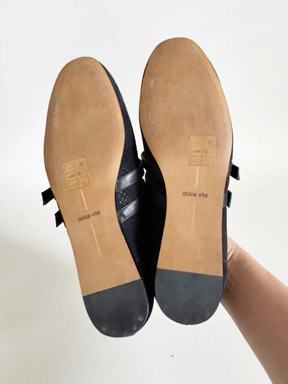 Dolce Vita Baylee Ballet Flat 9.5 Black Onyx Perforated Suede Classic Minimalist - Picture 8 of 10